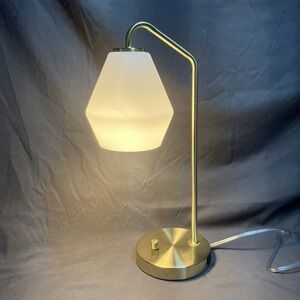 2023 Sculptural Geo Table Lamp / USB Port / 18" Brass / Desk Office Student Flaw